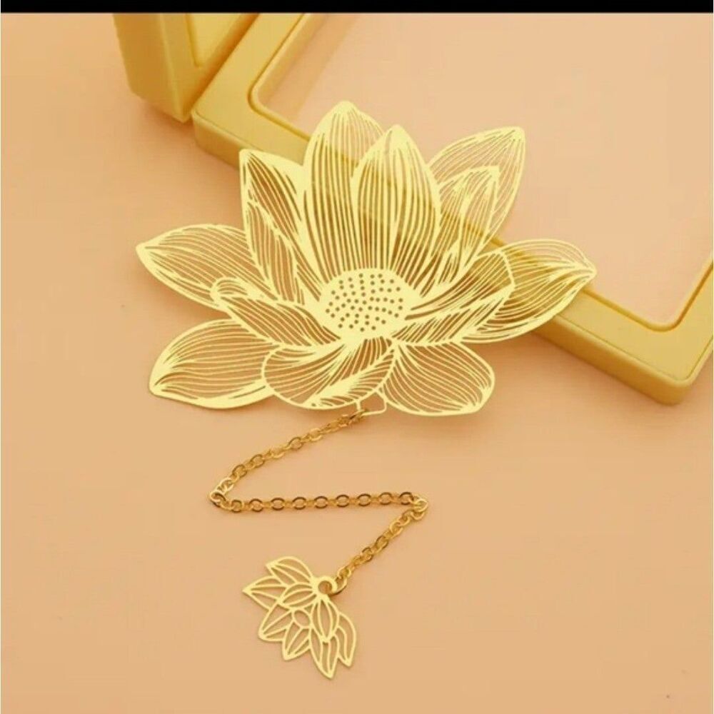 GOLD lotus flower metal bookmark